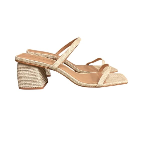 Splendid Evereve Kharis Raffia Block Heel Sandal Size 10M‎ Square Toe Strappy - Picture 1 of 15